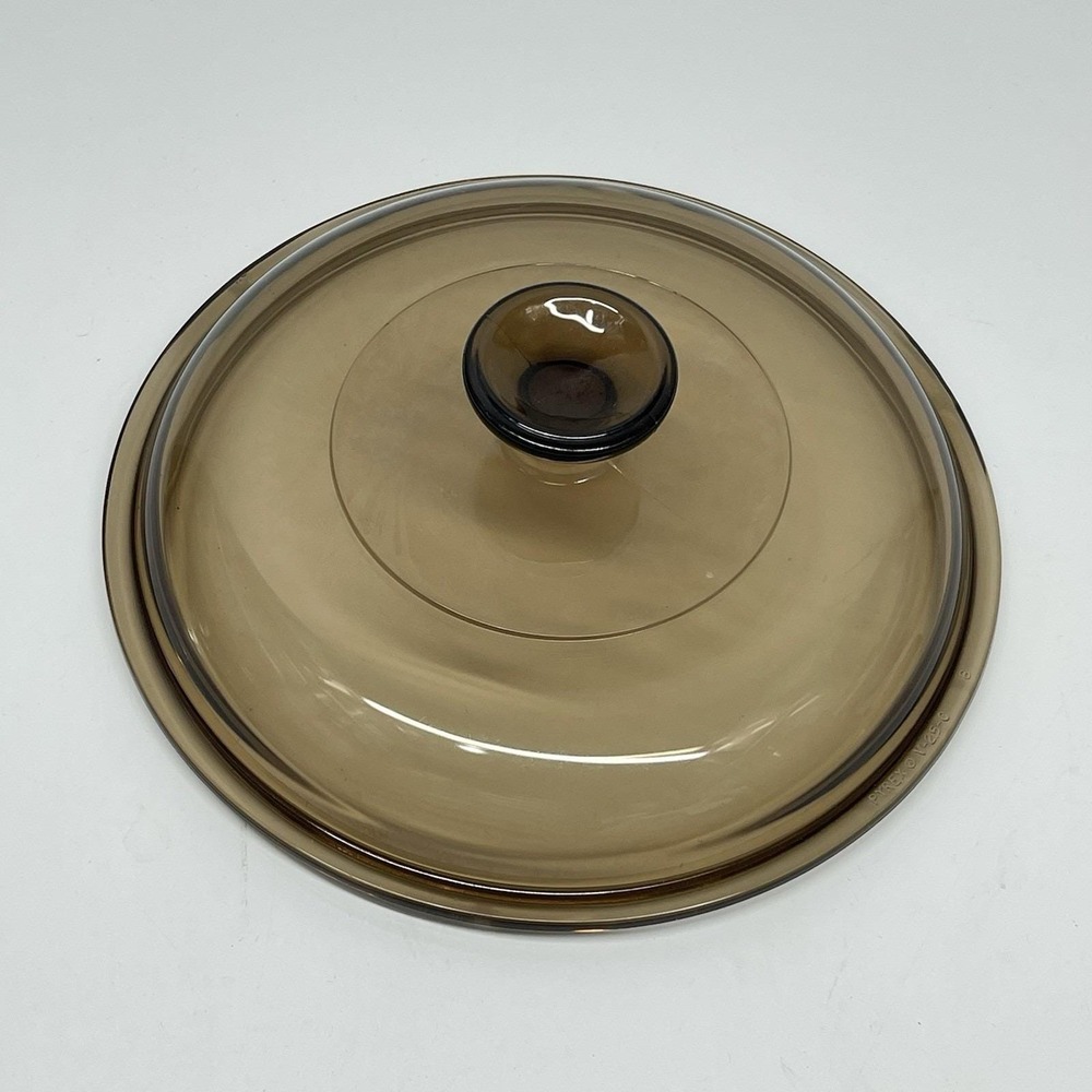 Vintage Pyrex Vision V-2.5-C Round Amber Brown Glass Lid 8.5" by Corning Retro